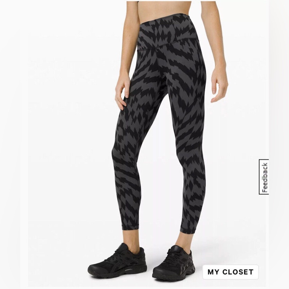 NWOT Lululemon Athletica Wunder Train High Rise Grey Black Leggings sz 10